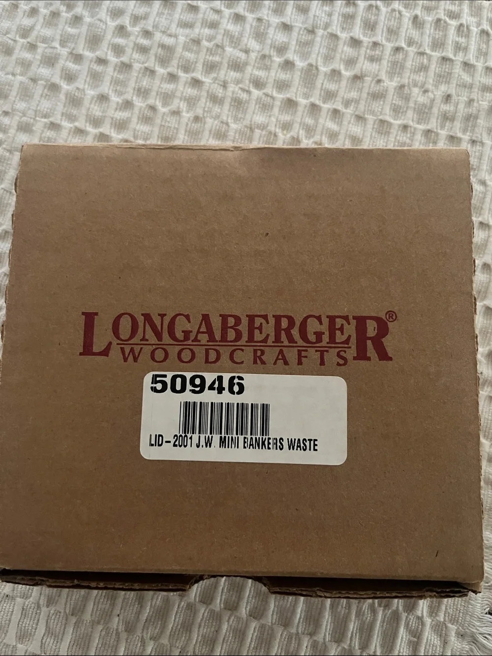 Longaberger J W mini bankers waste lid
